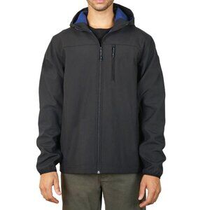 ⭐Men's Jacket Top Sz L Hawke & Co Packable Rain Defender Black Blue Windbreaker⭐